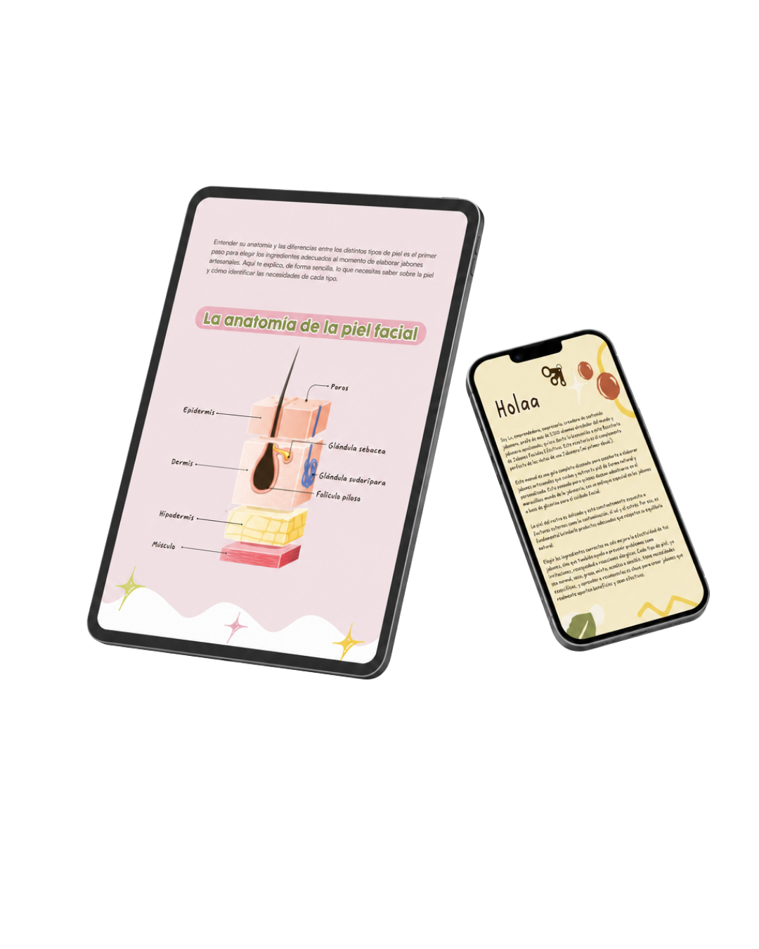 Mockup del ebook Recetario de Jabones Faciales