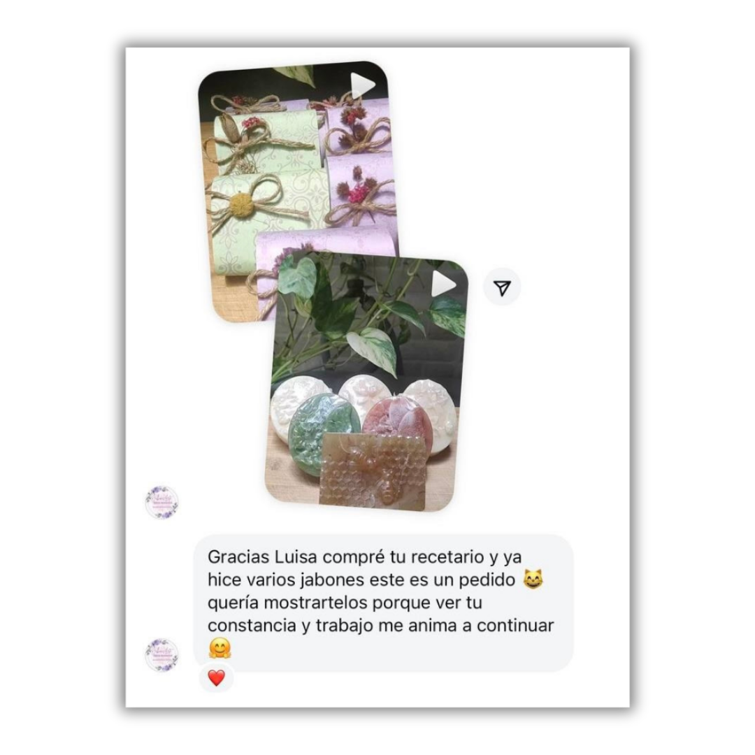 Captura de testimonio de cliente con jabones